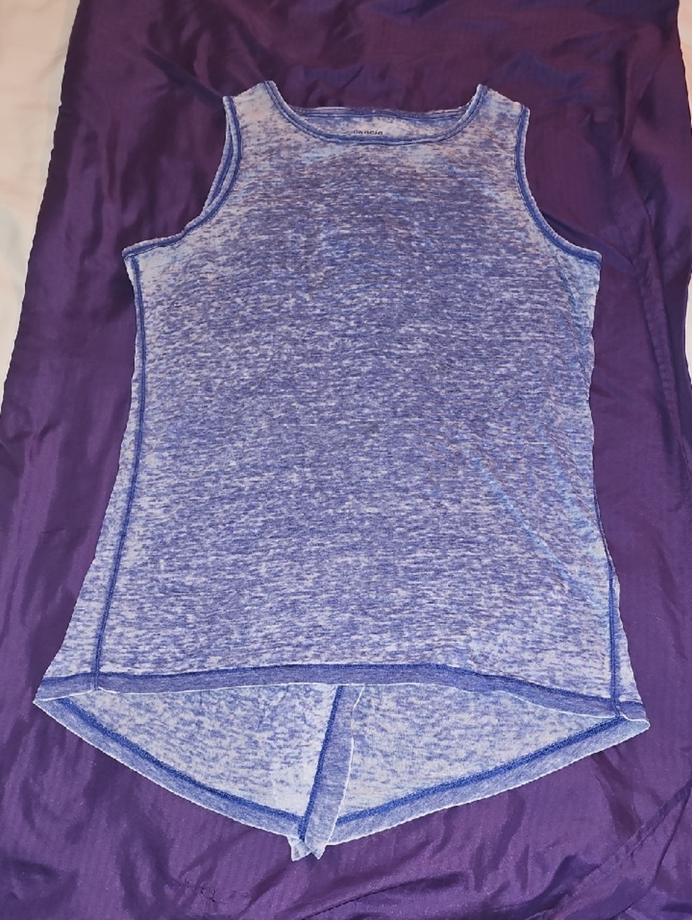 Kensie Heathered Blue Muscle Tank with Hi-Low Hem